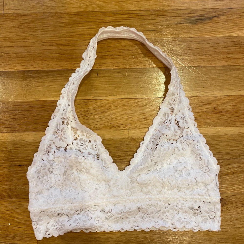 white lace aerie halter bralette size S